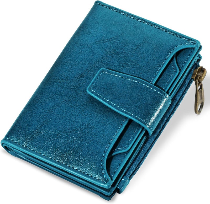 Airkit Small Wallet Women RFID Blocking Soft Leather Bifold Compact Card Holder Wallet for Women with Zipper Coin Pocket 4 ID Window - Image 1
